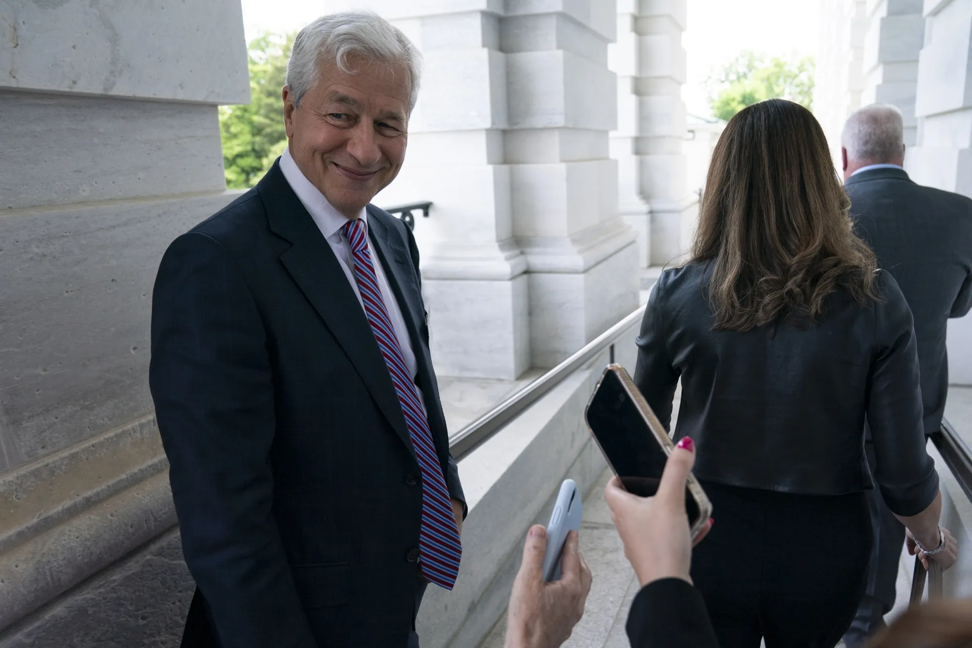 Jamie Dimon, chairman and chief executive officer of JPMorgan Chase &amp; Co., at the US Capitol on Wednesday, May 17, 2023.