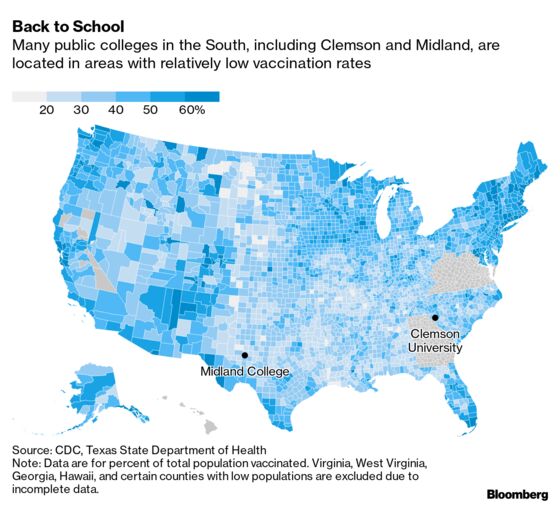 Colleges in Undervaccinated Areas Sweat a Return to Campus