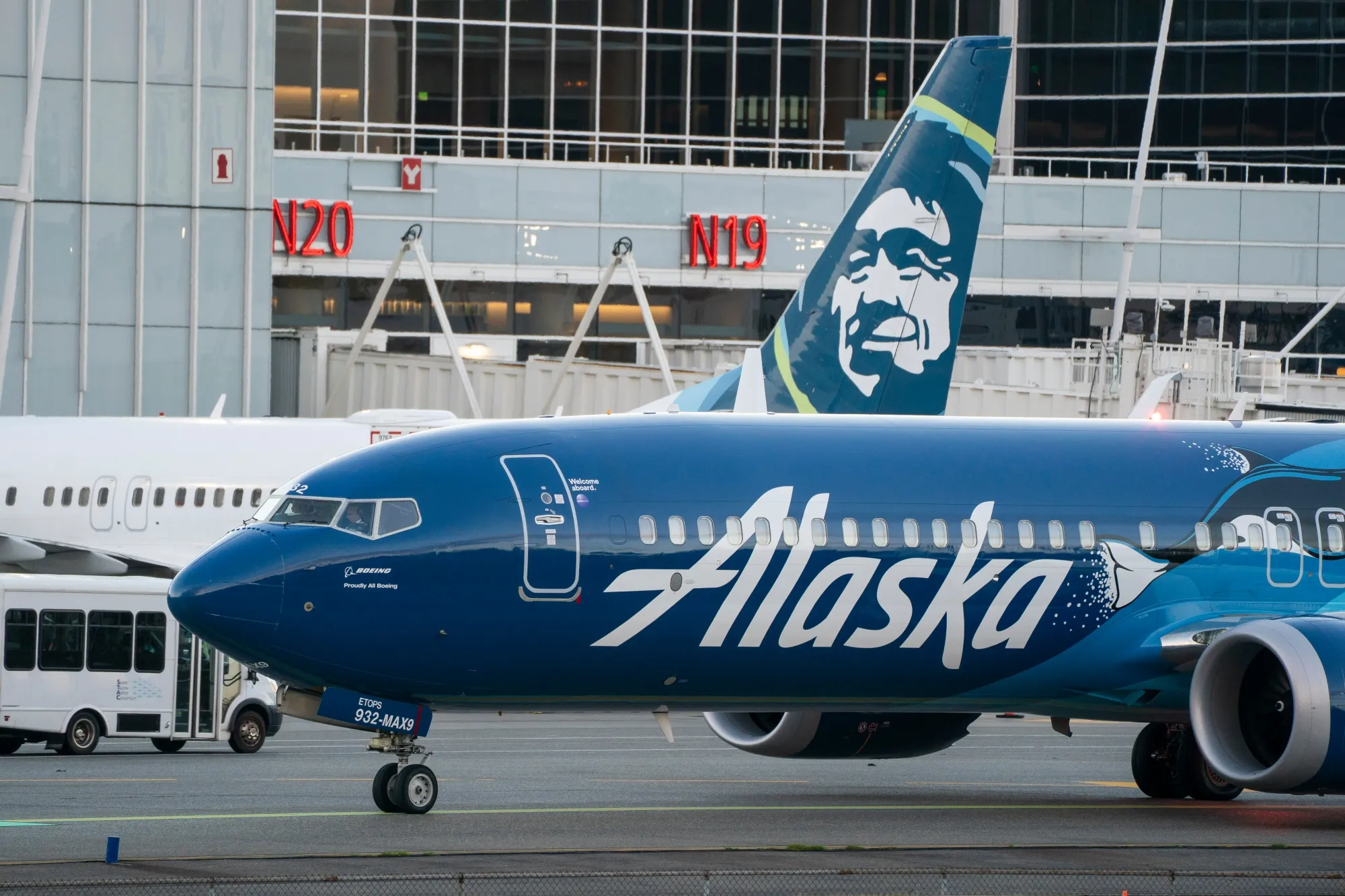 Alaska Air planes at Seattle-Tacoma International Airport in Washington, US, on Nov. 7, 2025.