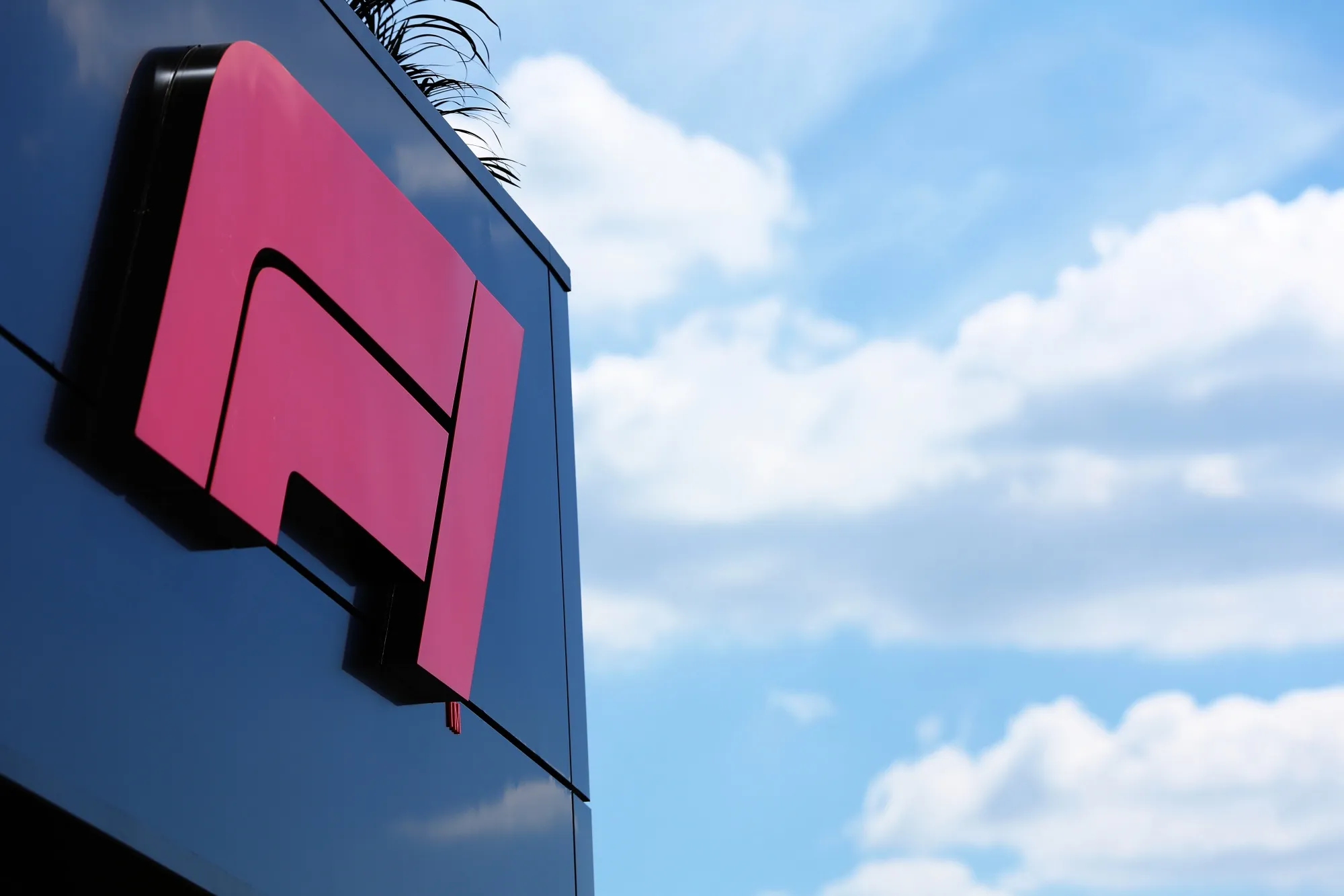 The F1 logo in the paddock ahead of the F1 Grand Prix of Belgium.