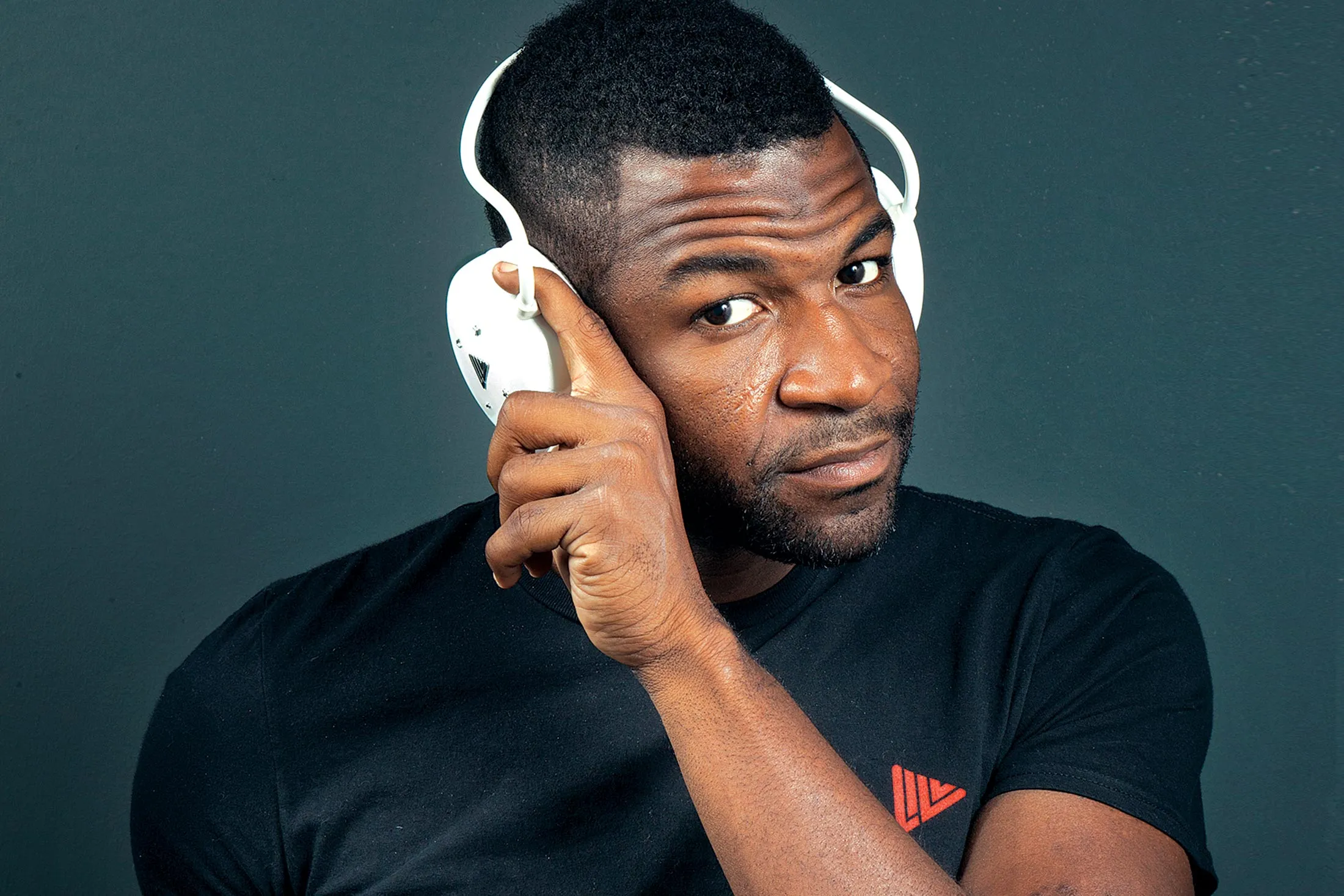 Clayton, wearing Livv headphones.
