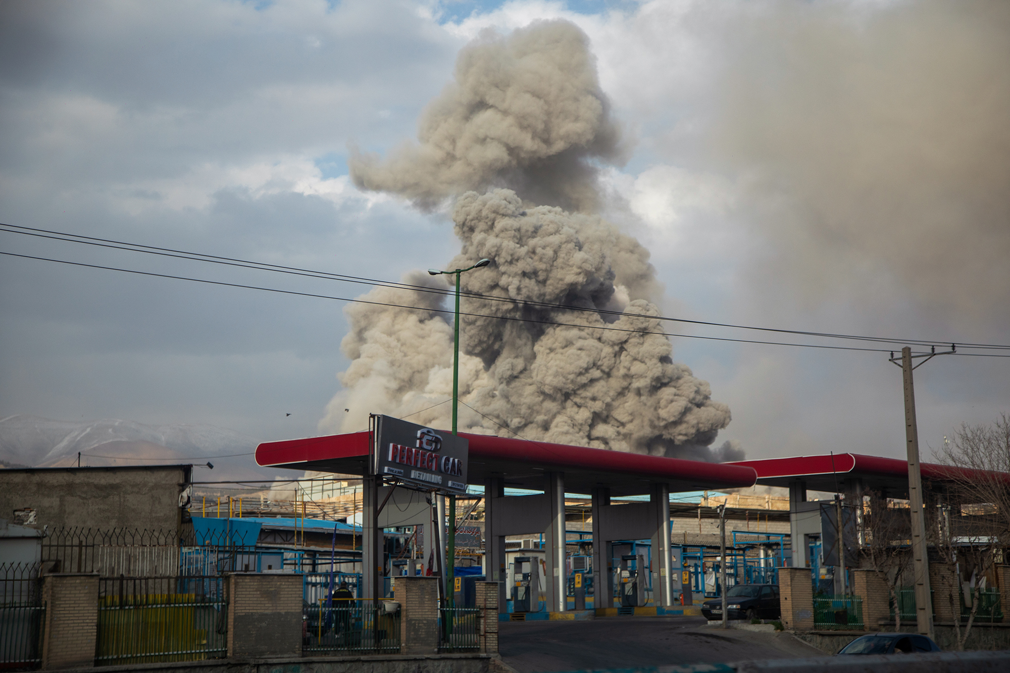 Smoke rises after an explosion in Tehran on March 2. Photographer: Majid Saeedi/Getty Images