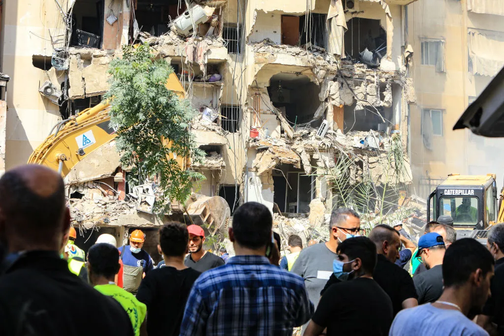 Search and rescue operations continue at the site of an Israeli strike, in Beirut,&nbsp;on Sept. 21.&nbsp;