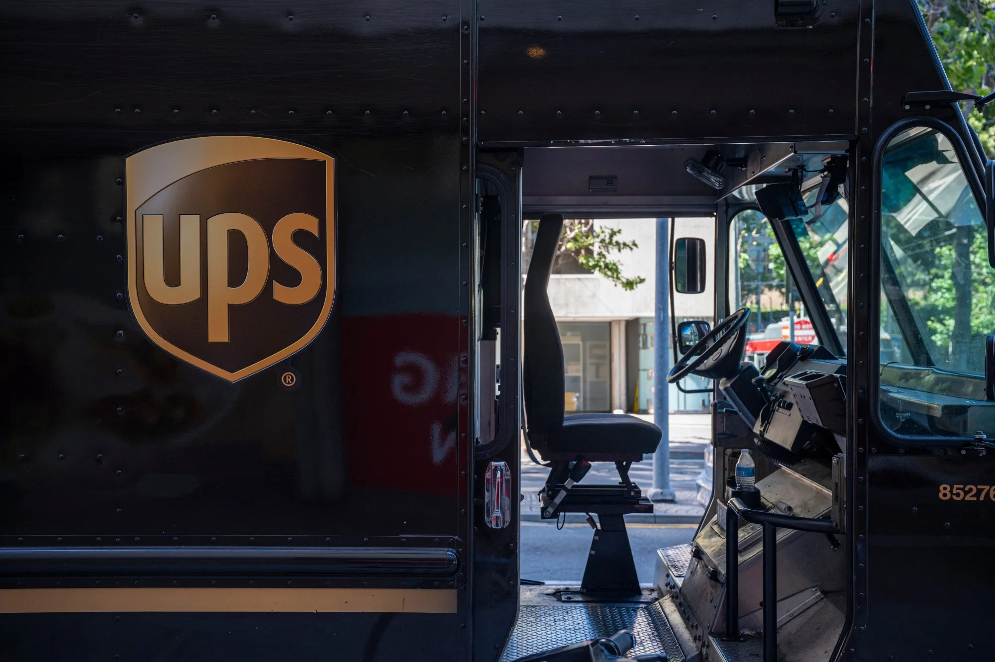 A UPS delivery truck in San Francisco, California.