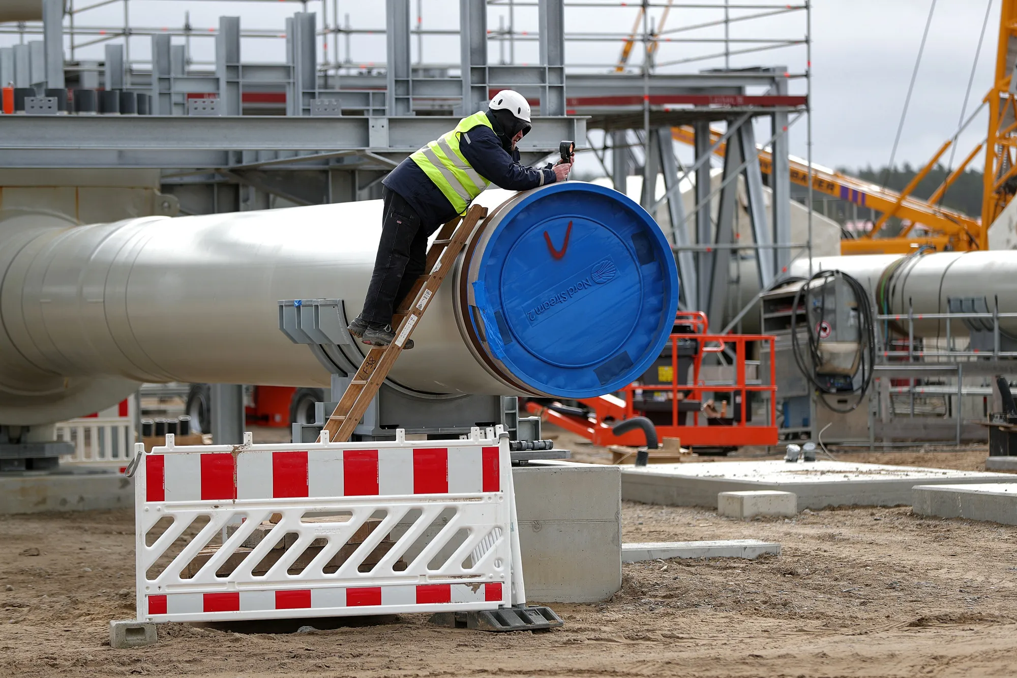 The Nord Stream 2 gas pipeline landing site&nbsp;in Lubmin, Germany, on March 26.