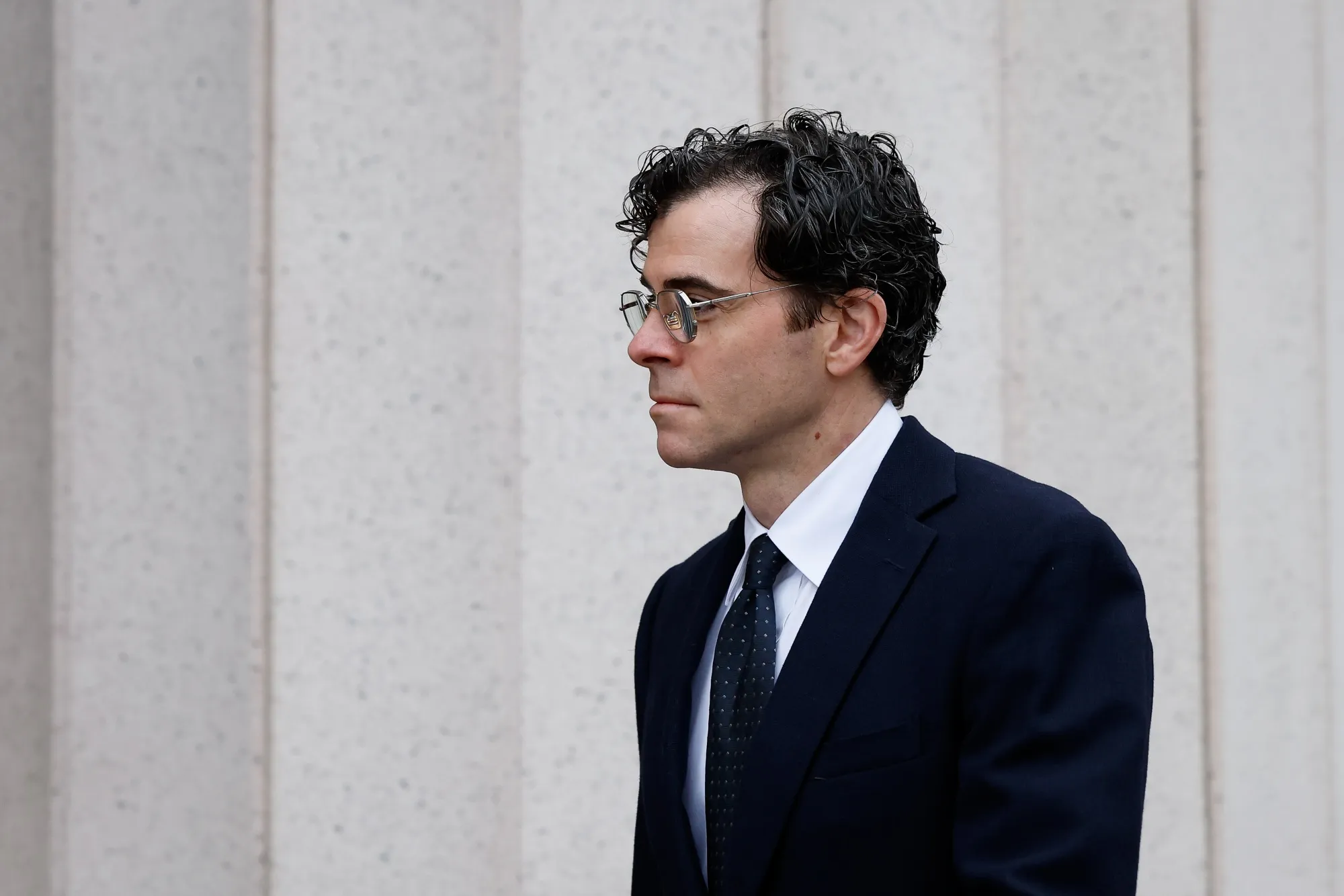 Instagram boss Adam Mosseri, right, arrives at Los Angeles Superior Court in Los Angeles on Feb. 11.