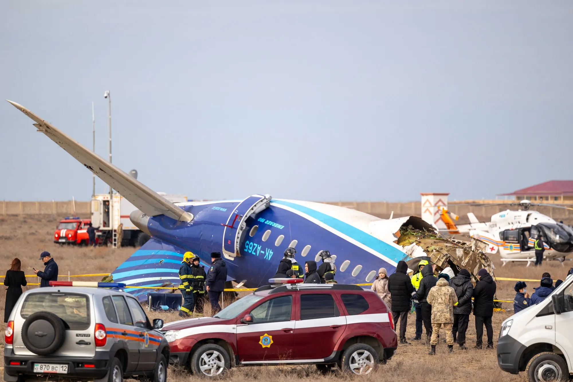 Wreckage of the crashed Azerbaijan Airlines jet in Aktau, Kazakhstan, on Dec. 25.