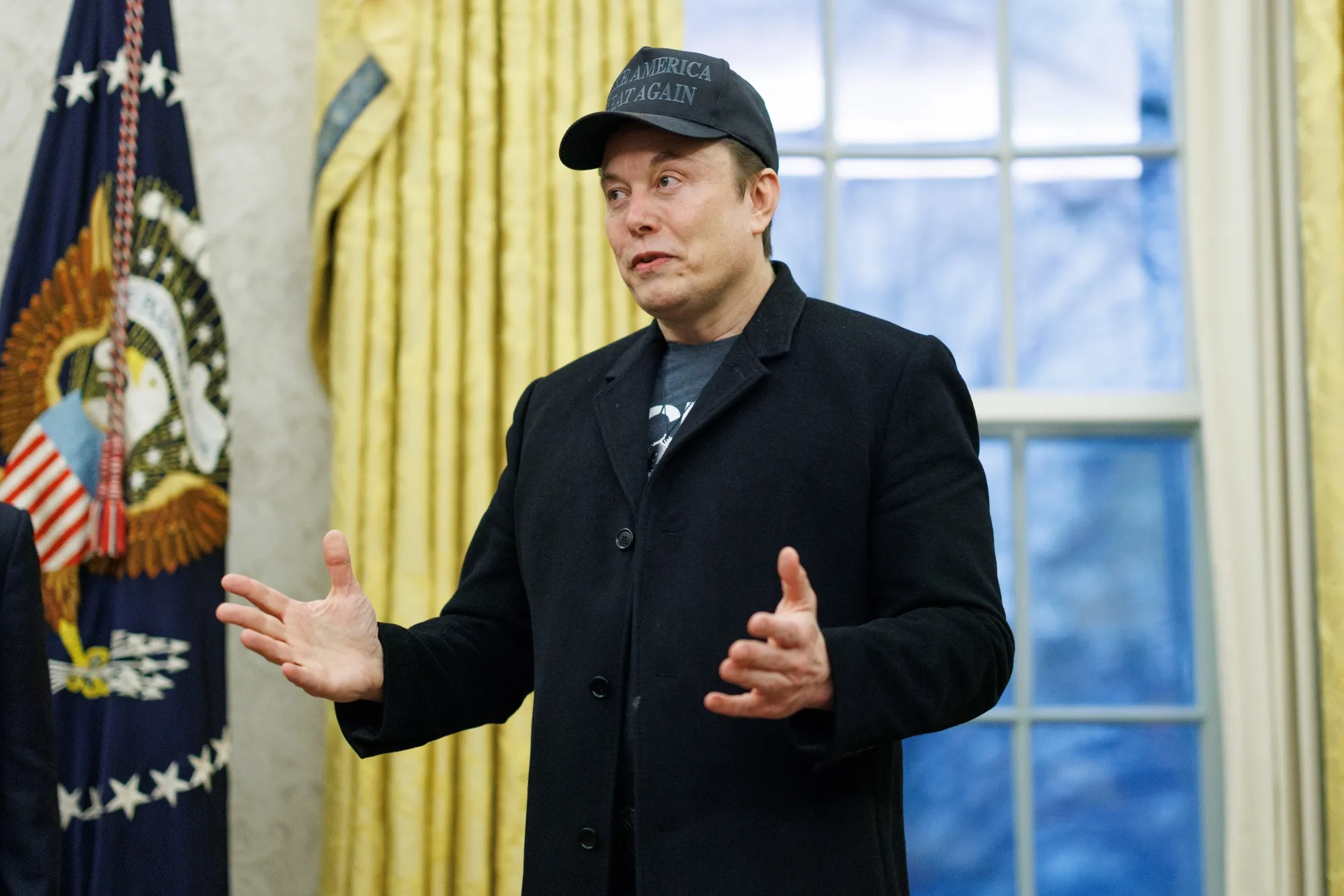 Elon Musk in the Oval Office of the White House in February.