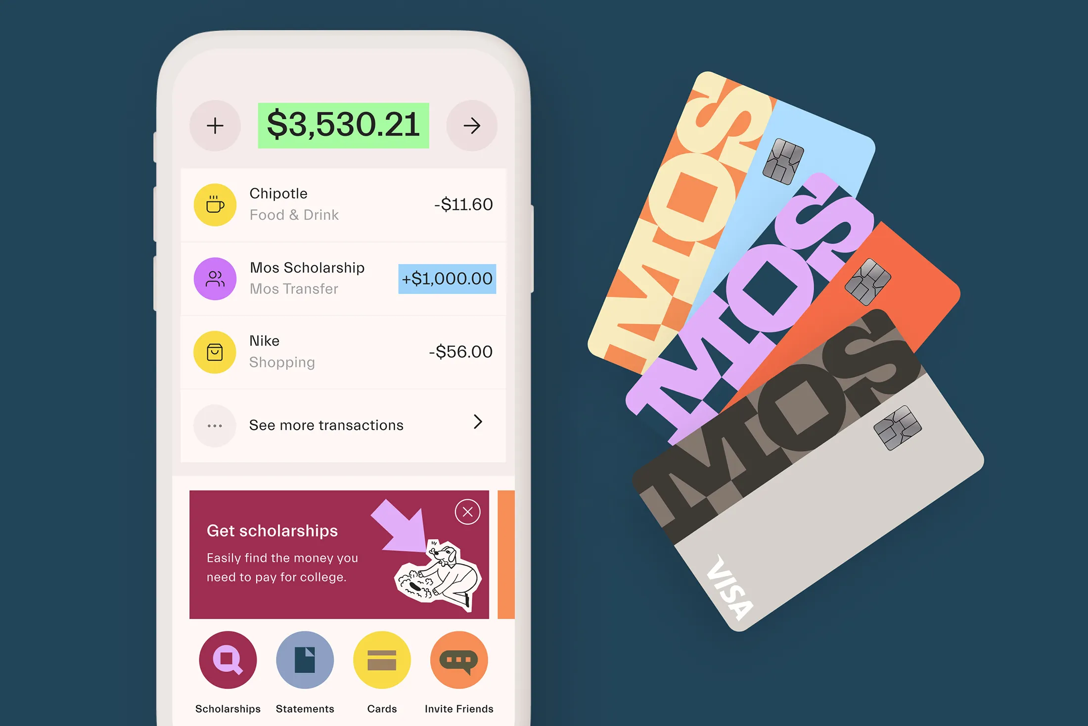 New Mos debit cards and banking app.