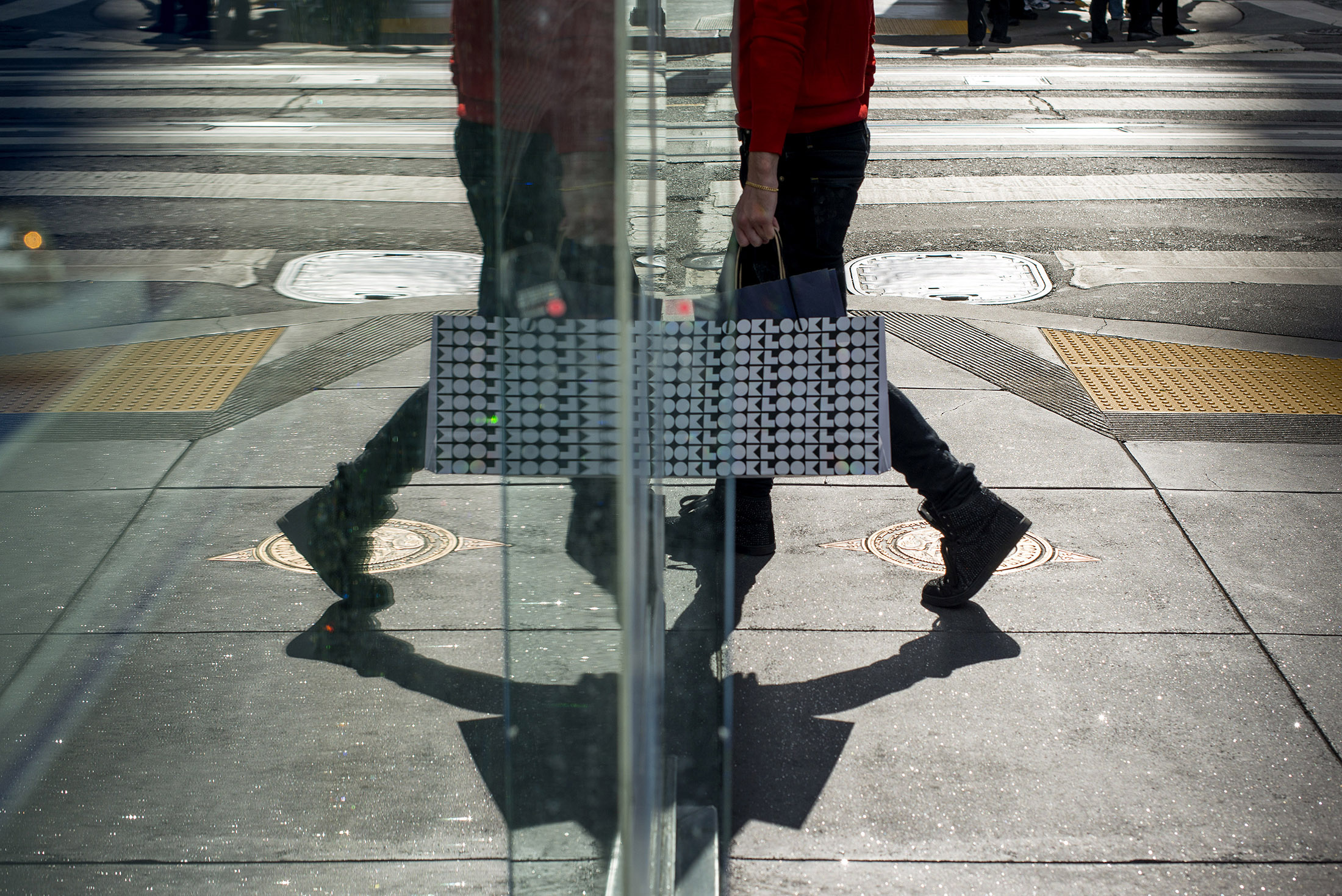 A shopper in San Francisco, California.
