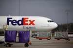A cargo jet parked at the FedEx Express Hub in Memphis, Tennessee.