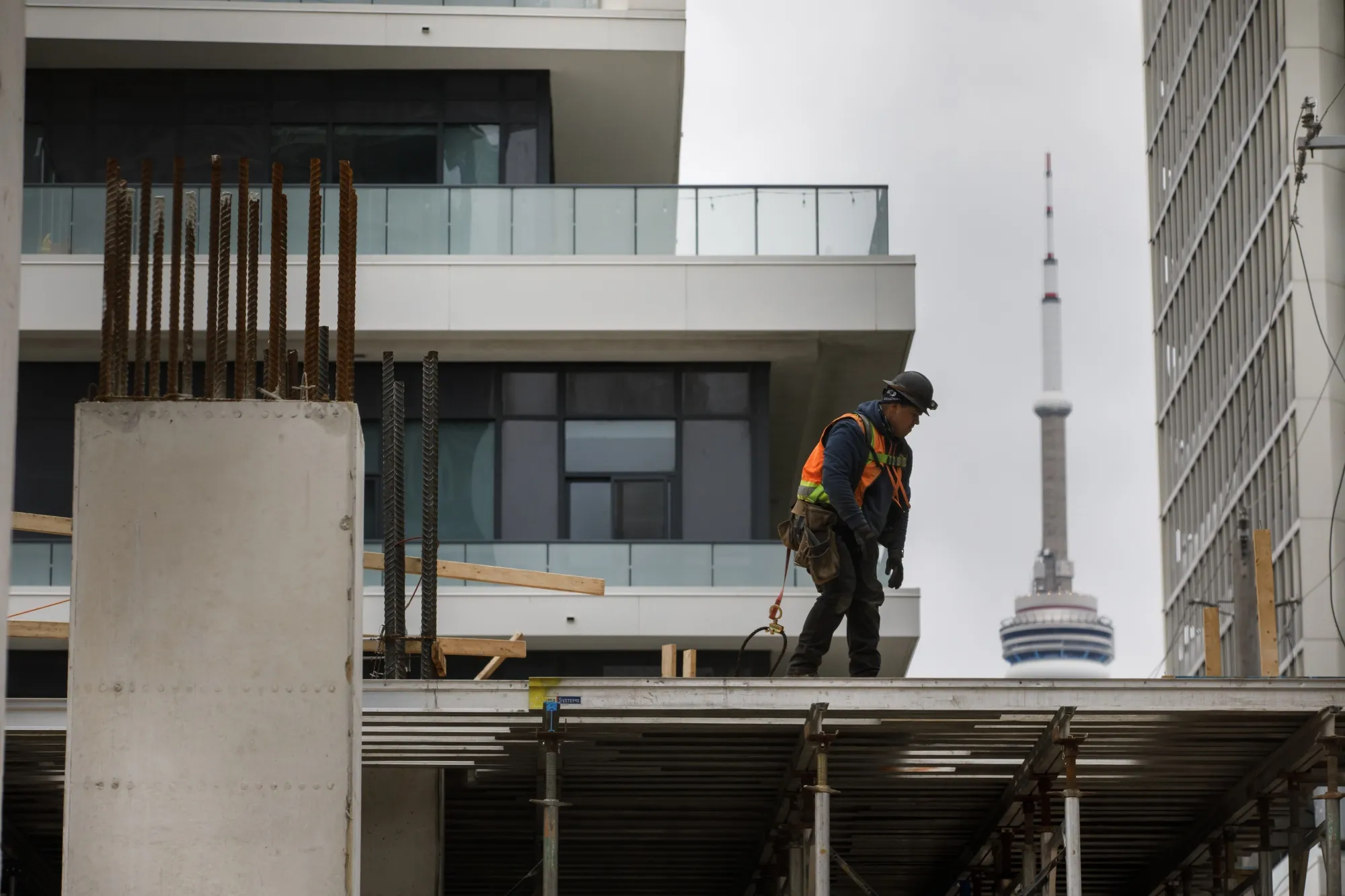 A condominium building under construction in Toronto.