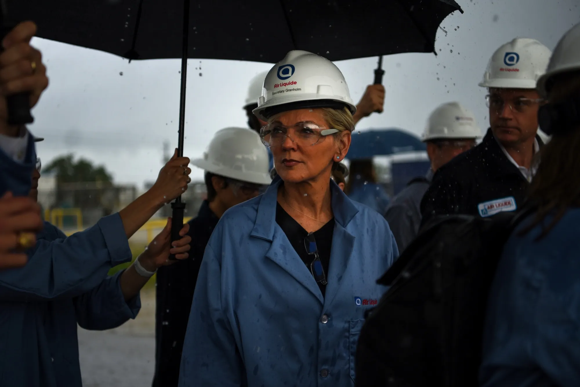 Jennifer Granholm during a tour of the Air Liquide hydrogen plant in La Porte, Texas.