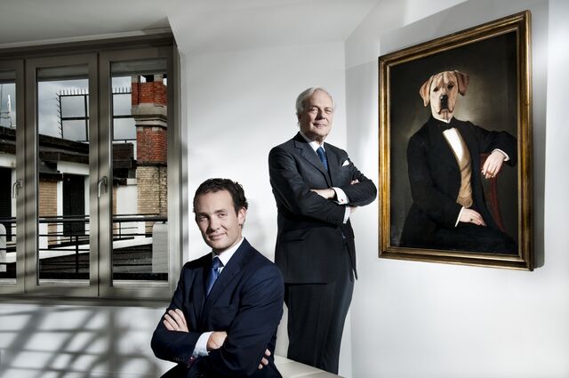 Alexandre de Rothschild, left, with his father David de Rothschild at the family's office in Paris, in June 2012.