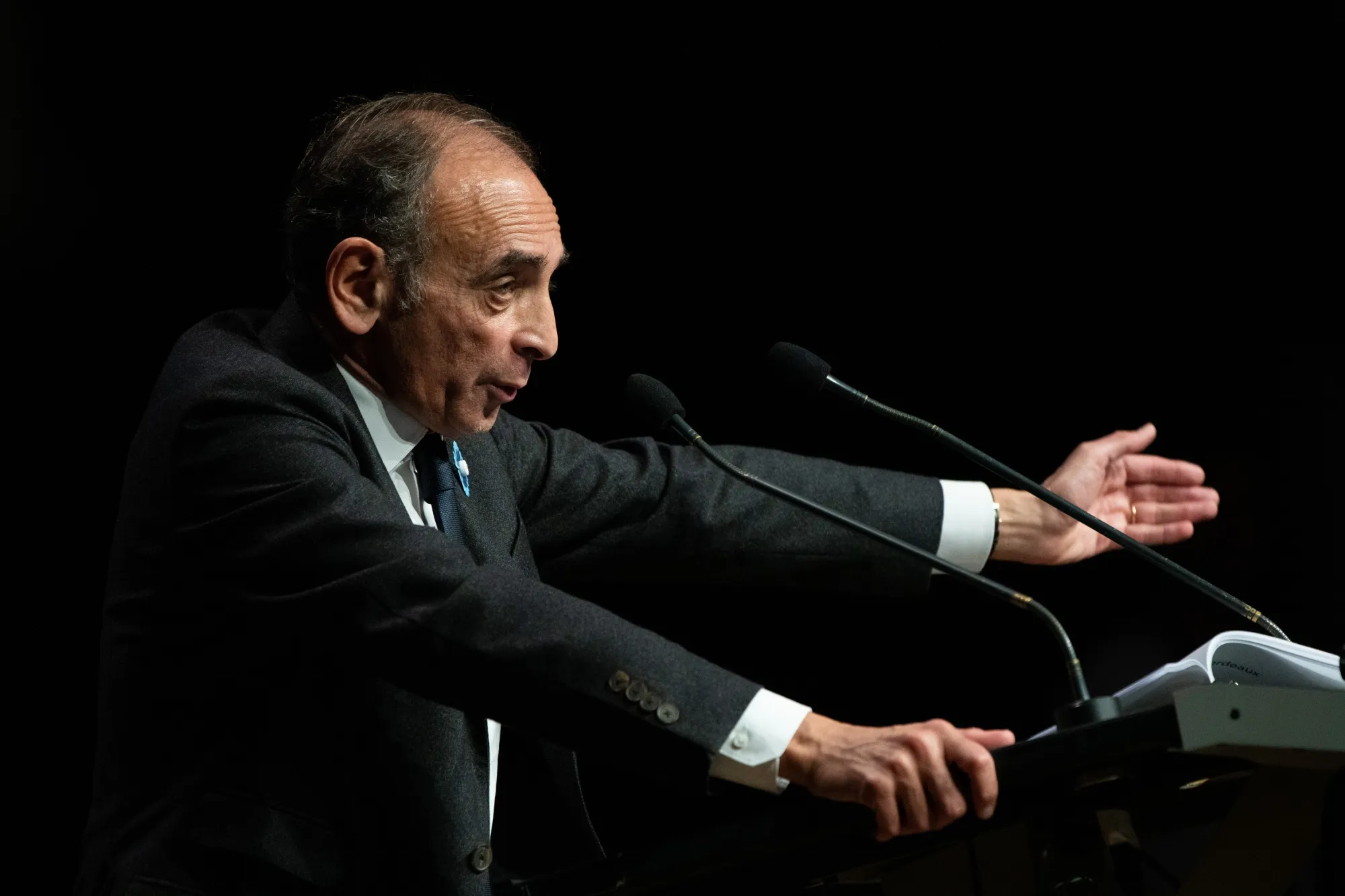 Eric Zemmour&nbsp;speaks during a promotional event in Bordeaux, France, on&nbsp;Nov. 12.