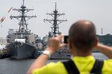Navy Ship USS John S. McCain Sighted In Yokosuka