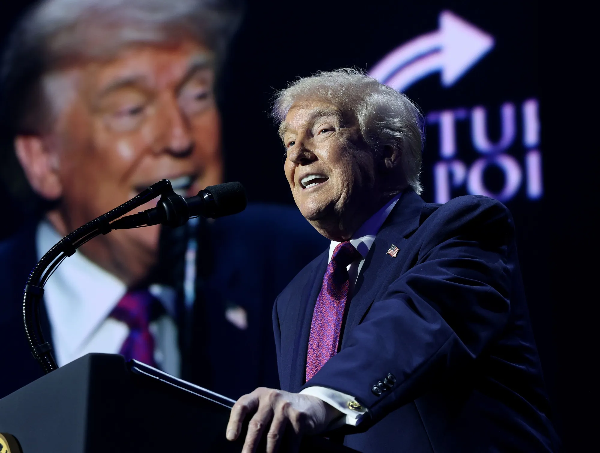 President Donald Trump speaks during in Phoenix on April 17.