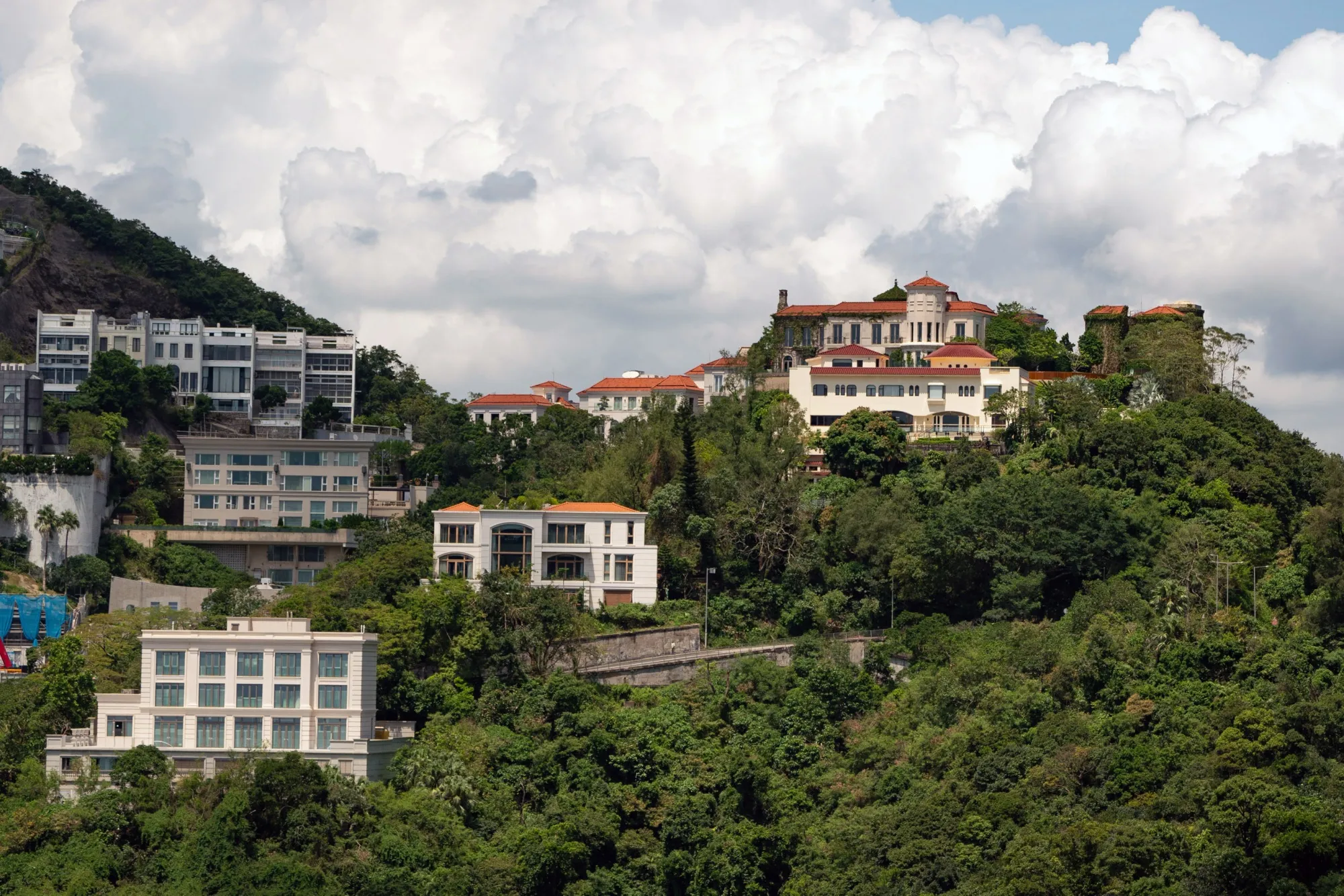 The villas linked to Evergrande’s Hui at Black's Link, top center, in Hong Kong.