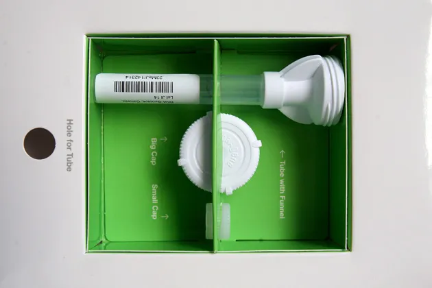 A 23andMe DNA collection kit