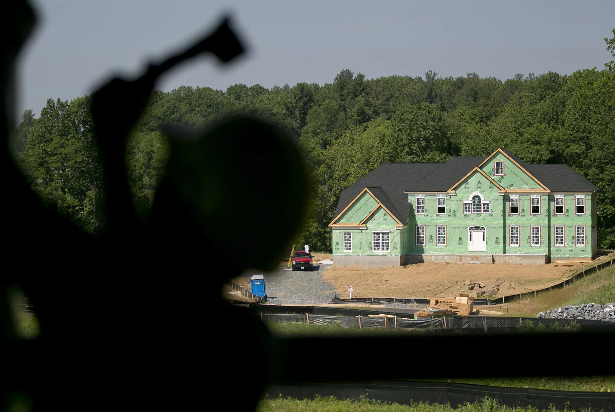 A home under construction in Glenelg, Maryland.
