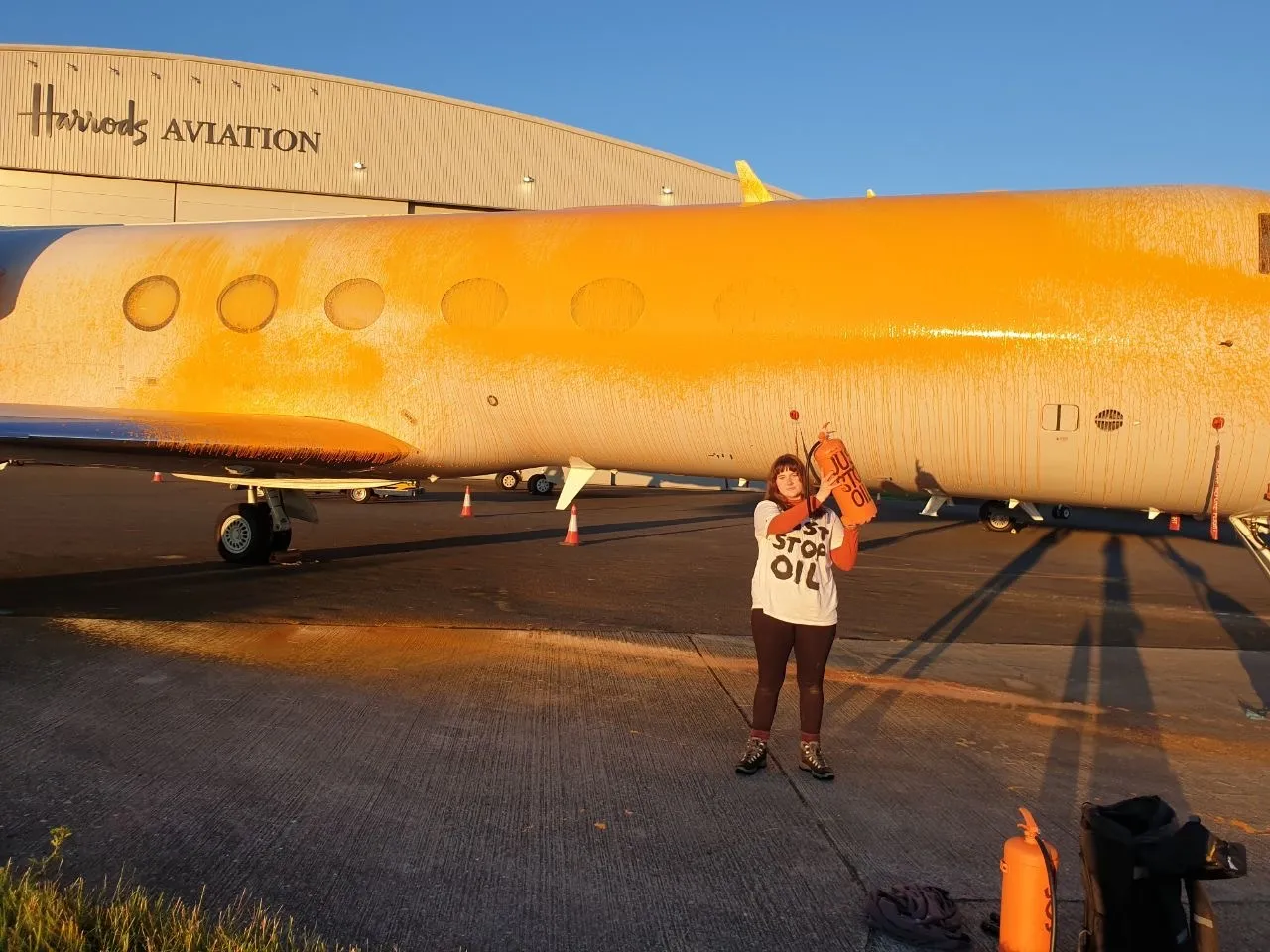 Climate activists target airfield where they say Taylor Swift’s private jet landed hours earlier.&nbsp;