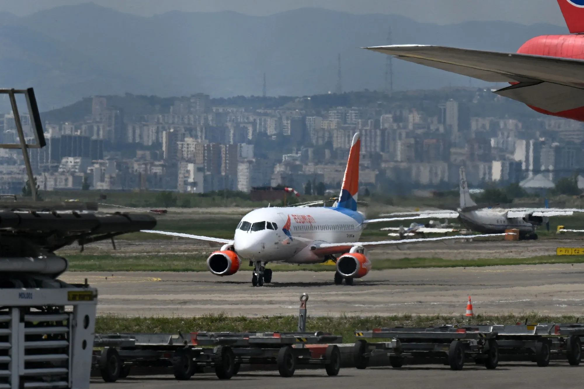 An Azimuth Airline flight from Moscow arrives in Tbilisi on May 19.