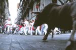 The Running of the Bulls in Pamplona, Spain