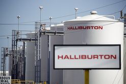 Halliburton storage tanks in Port Fourchon, Louisiana, US