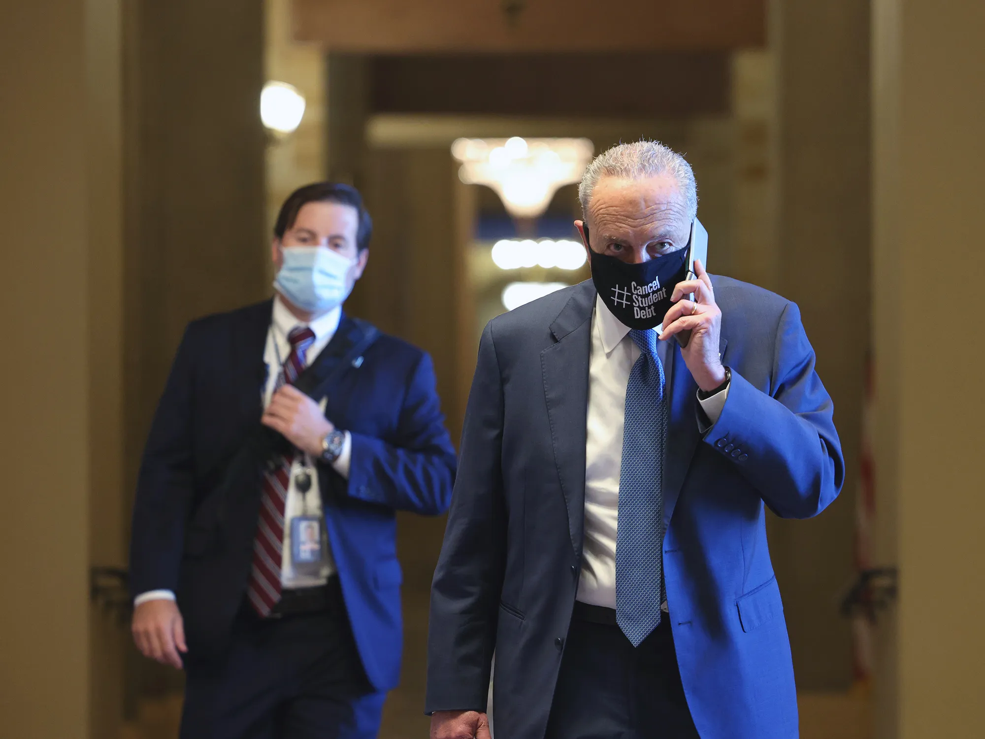 Chuck Schumer walks to his office in the U.S. Capitol in Washington, D.C., on Aug 5.