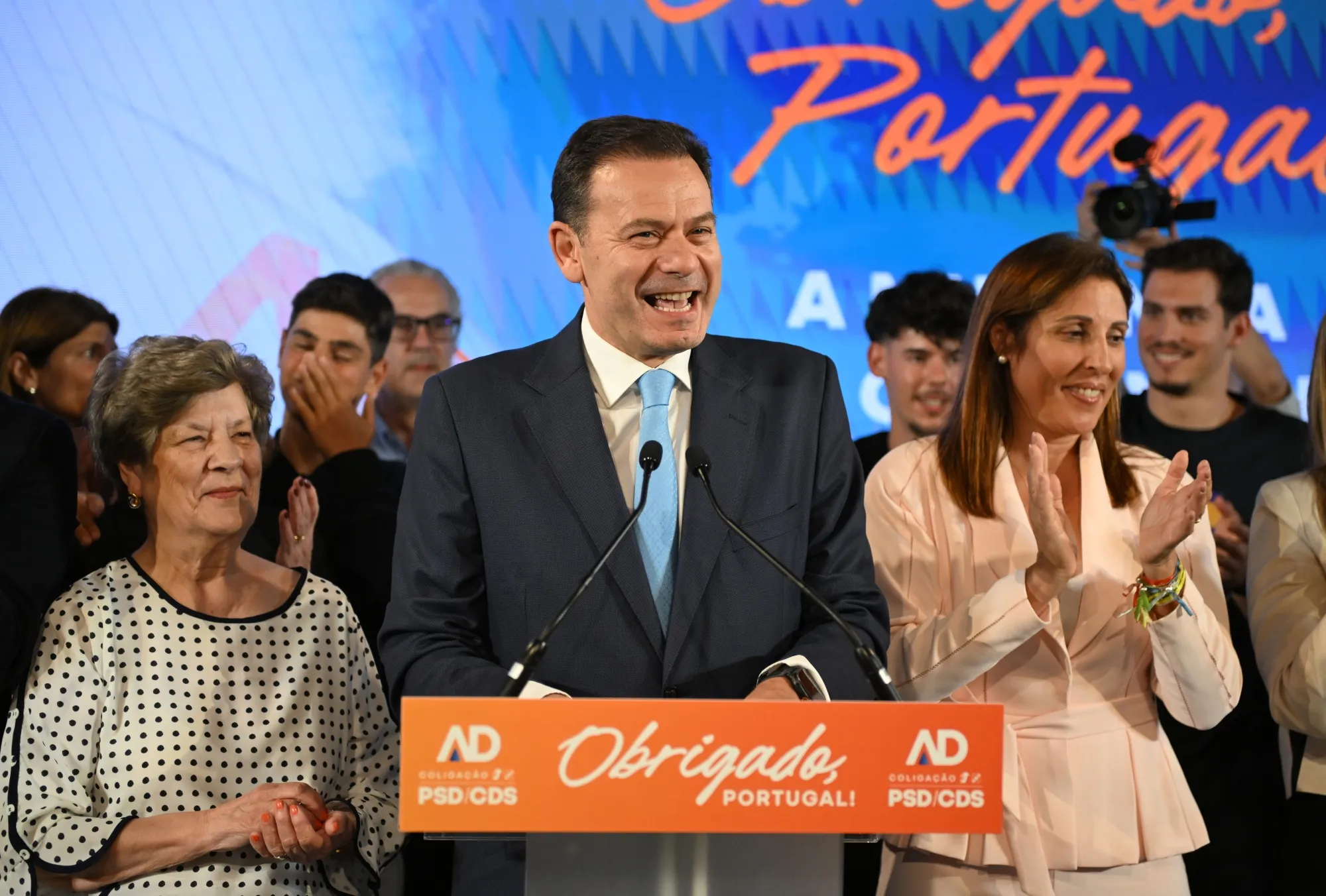 Luis Montenegro, Portugal’s prime minister, during an election night rally in Lisbon on May 18.