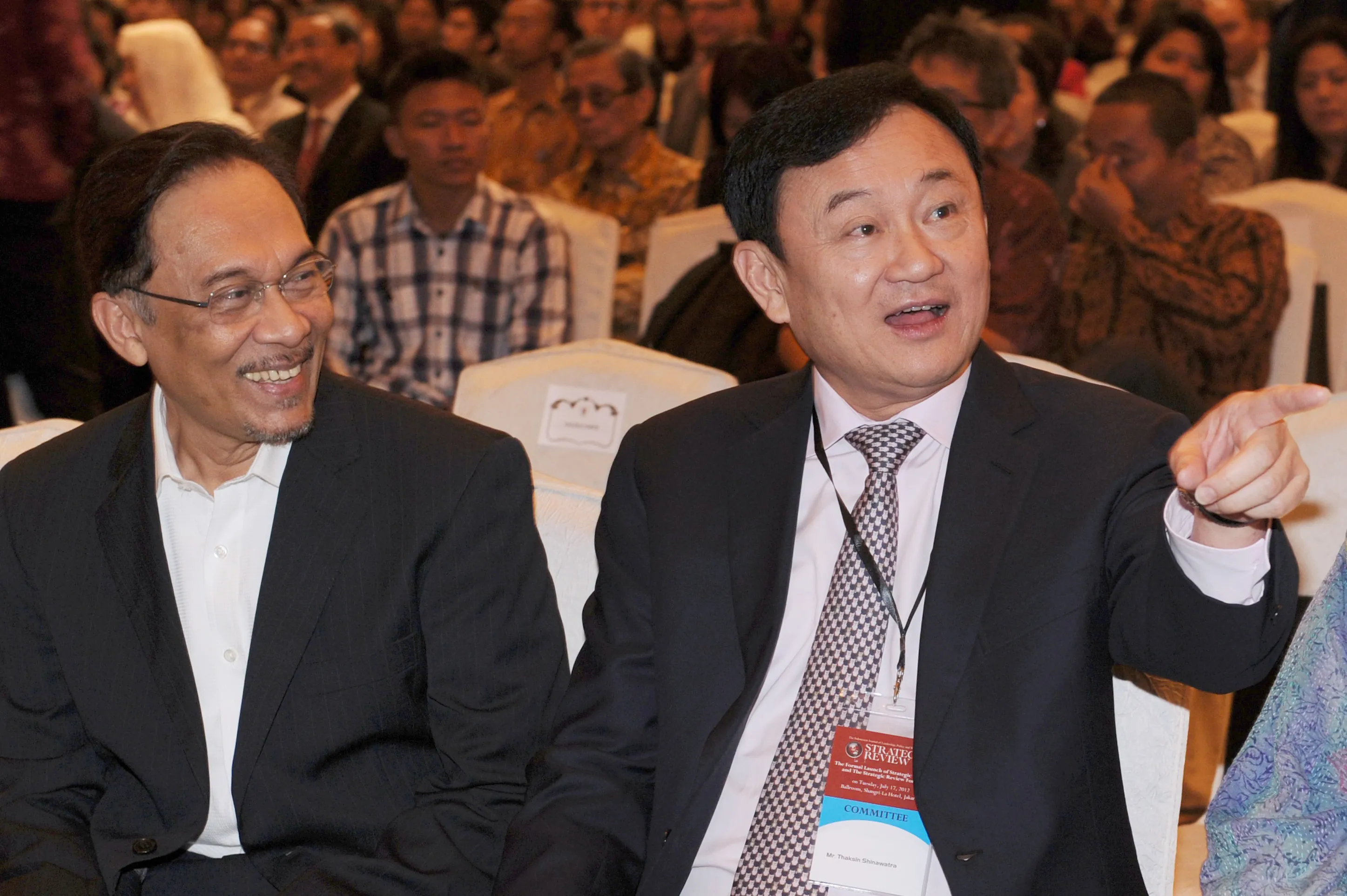 Thaksin Shinawatra, right, and Anwar Ibrahim in Jakarta in 2012.