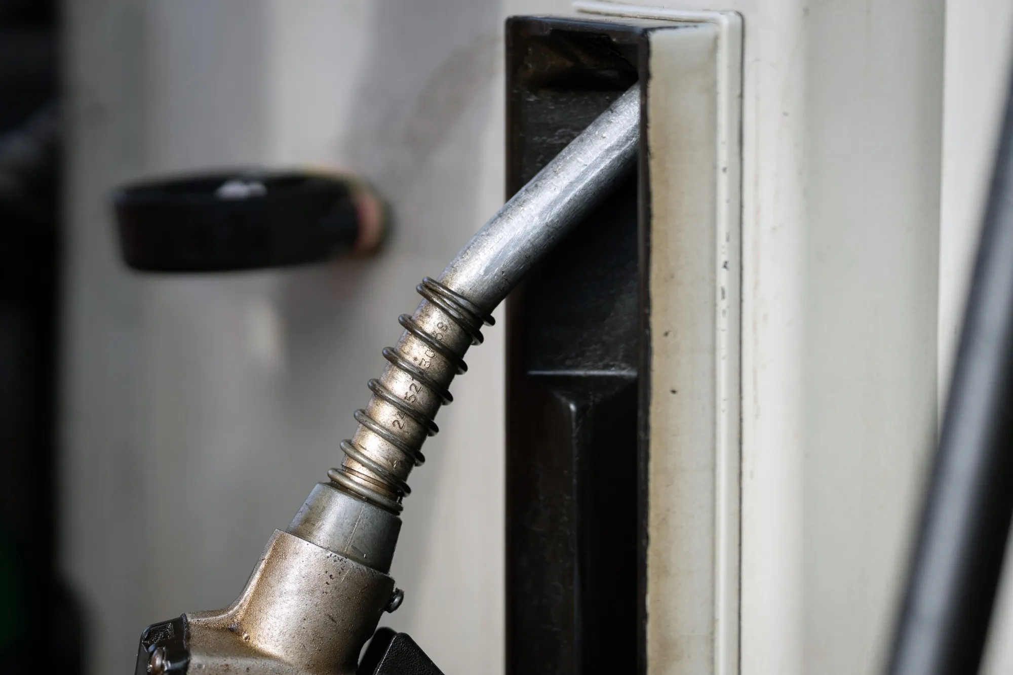 A fuel pump at a gas station in Noida, Uttar Pradesh, India.