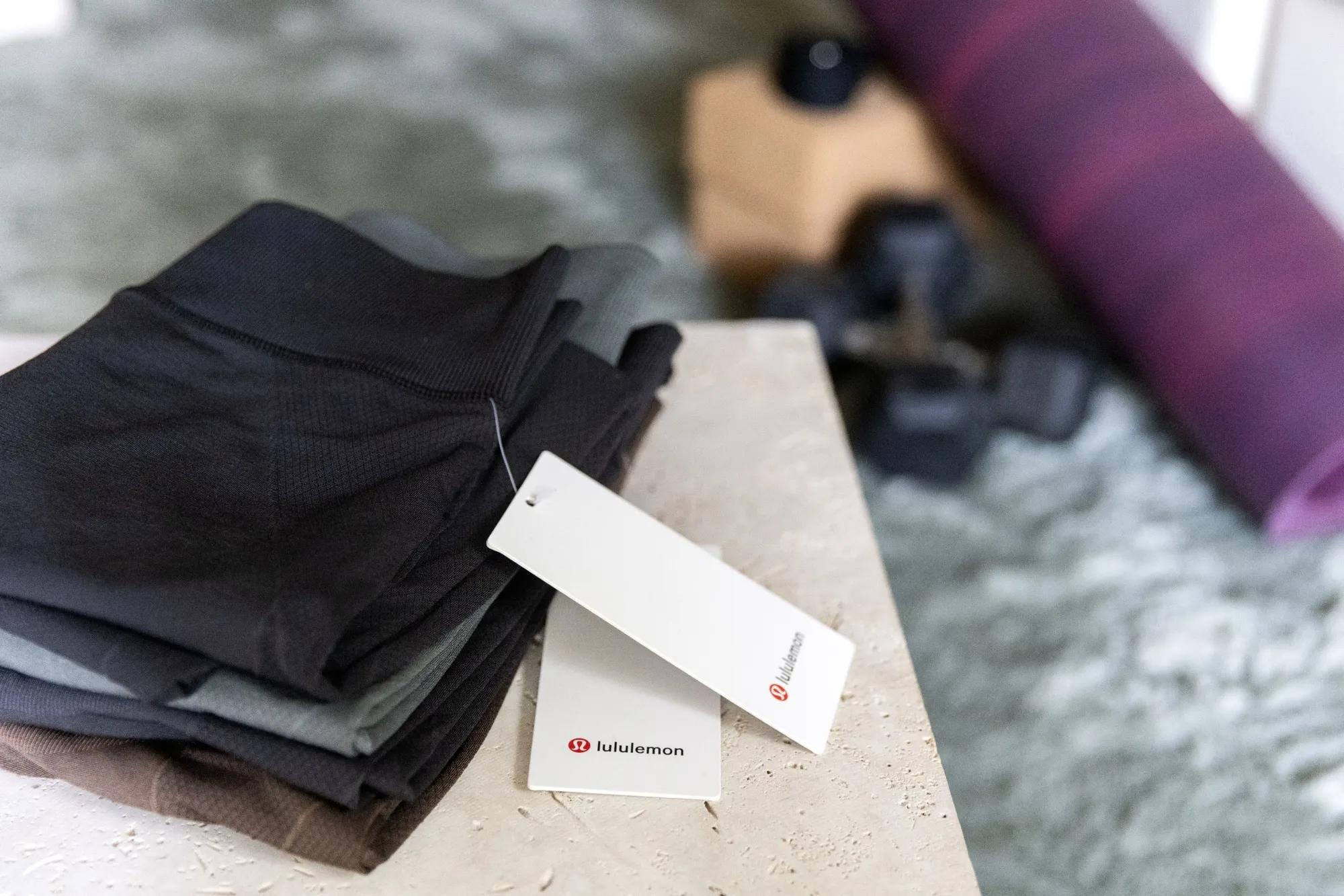 Lululemon leggings arranged in Los Angeles.