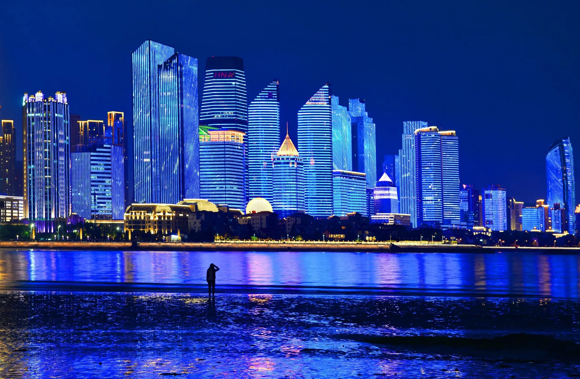 Qingdao, a port city in Shandong province, China.