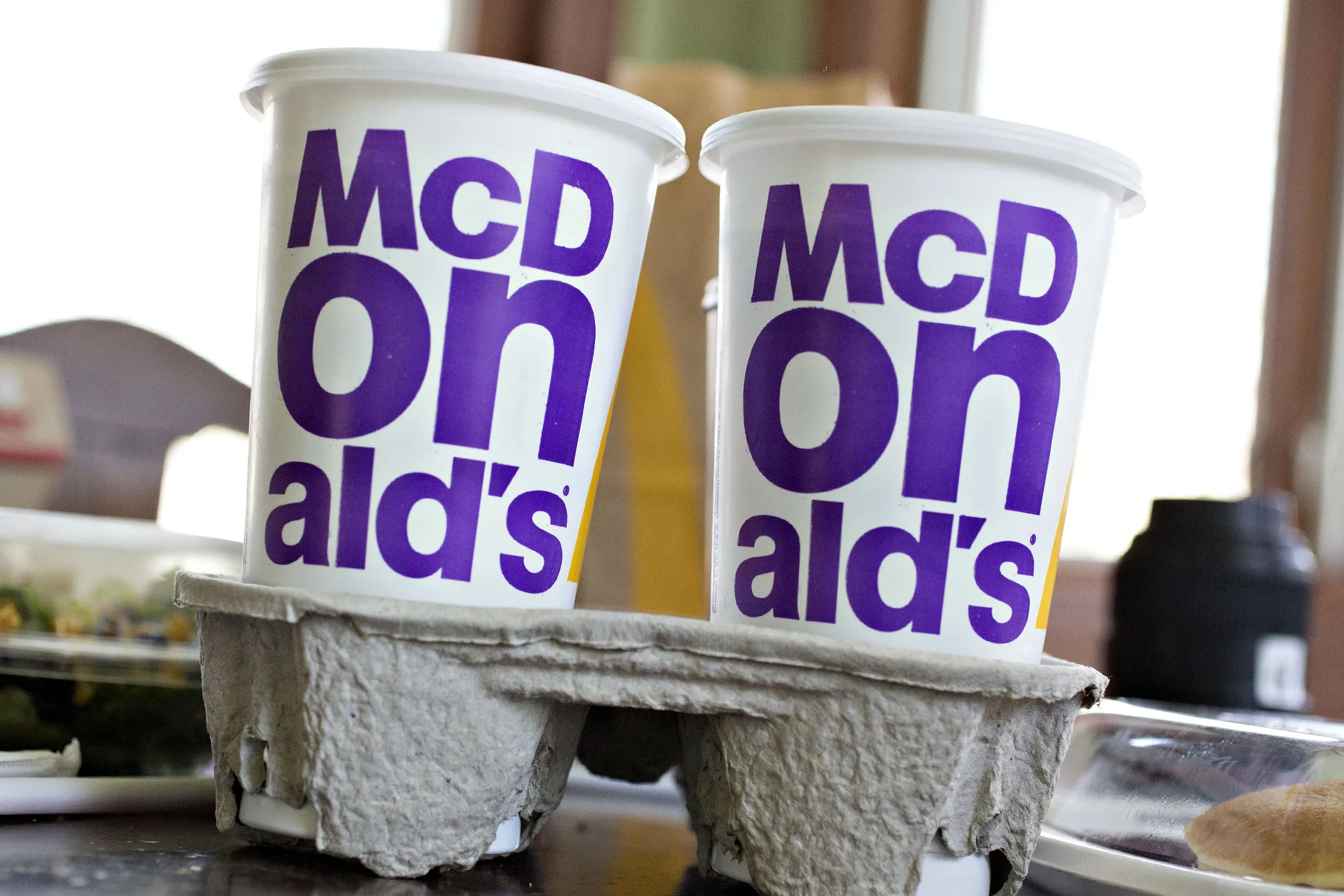 McDonald's beverages are arranged for a photograph in Tiskilwa, Illinois.
