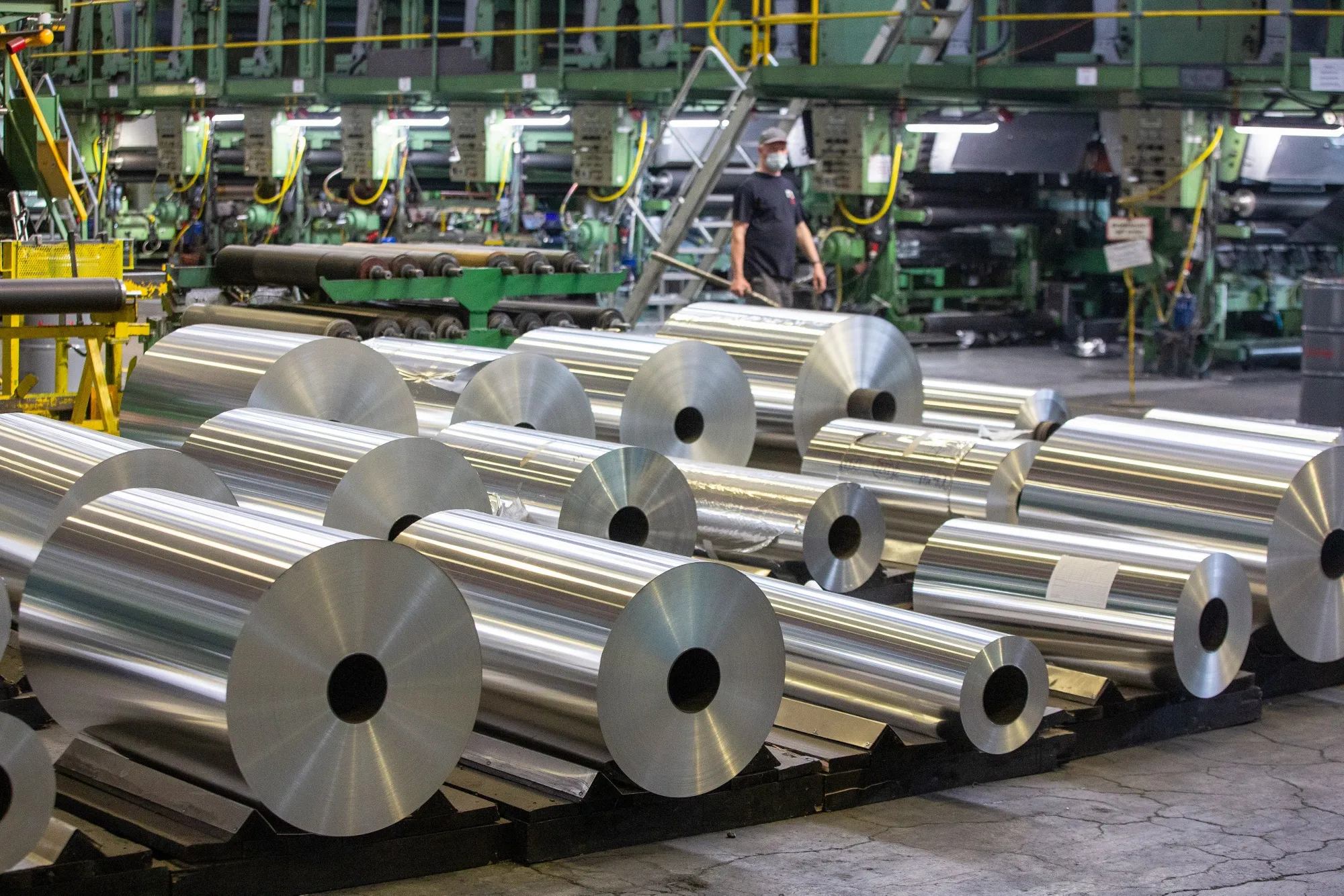 Rolls of aluminum foil at the Sayanal foil mill&nbsp;in Sayanogorsk, Russia.