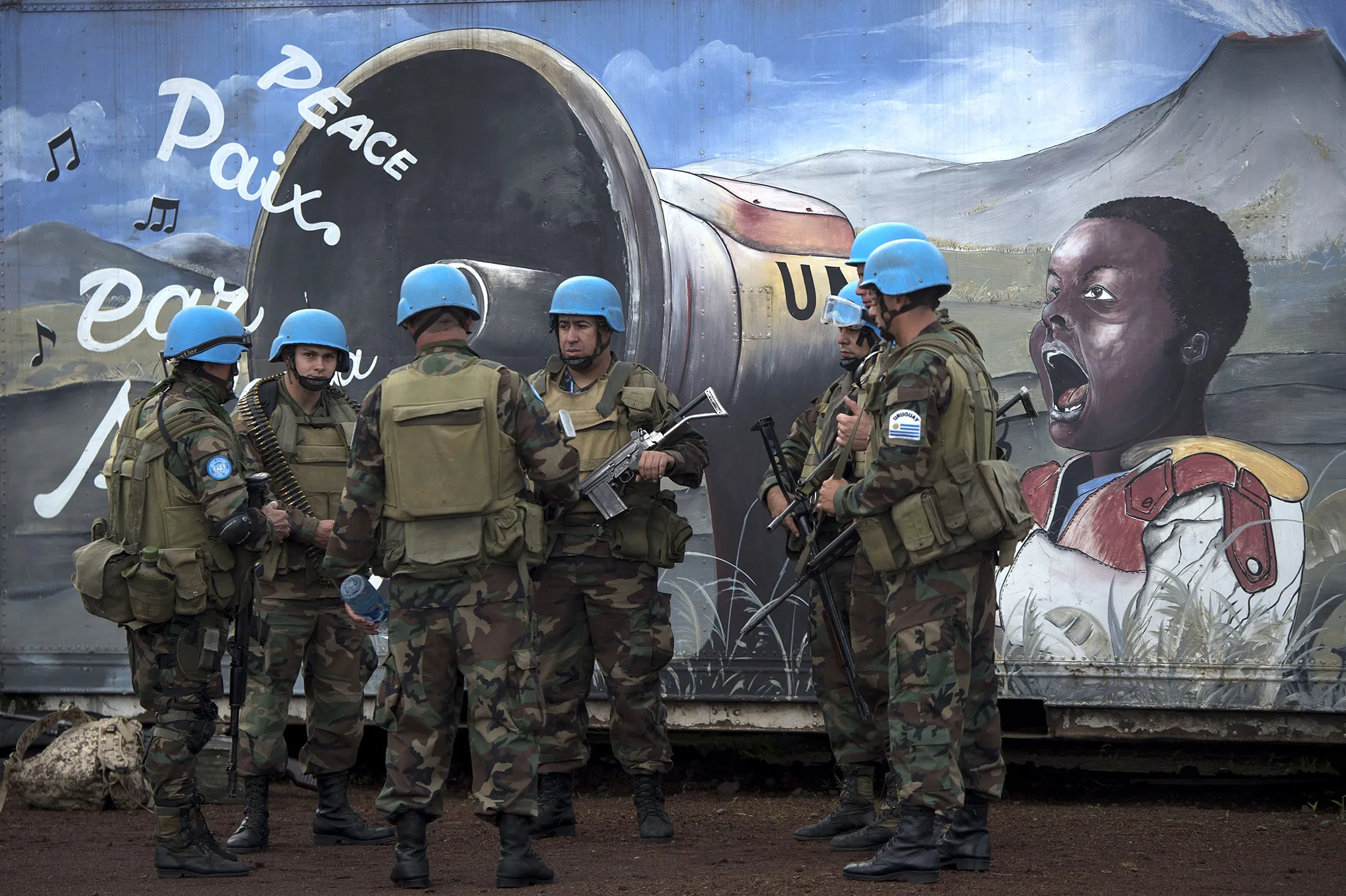 Uruguayan soldiers of the United Nations' Stabilization Mission at the Uruguayan base in Goma, Democratic Republic of Congo, on April 21, 2016.