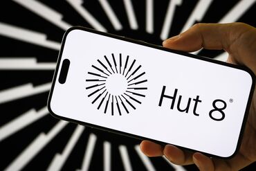 Hut 8 Corp. logo displayed on smartphone screen
