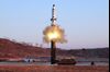 The launch of a surface-to-surface medium long-range ballistic missile Pukguksong-2 in North Korea in Feb. 2017.
