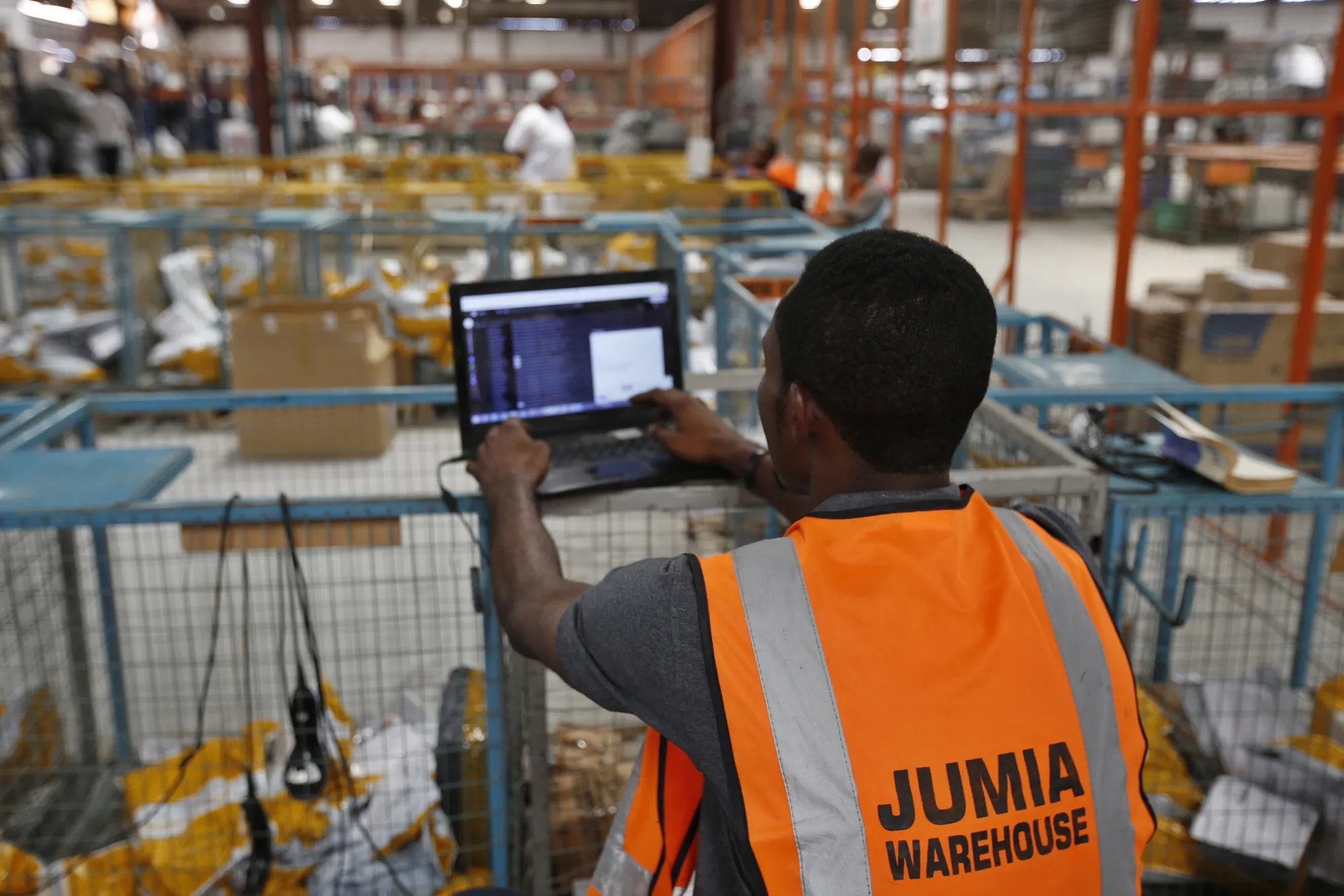 Inside a Jumia Technologies AG distribution warehouse in Lagos, Nigeria.