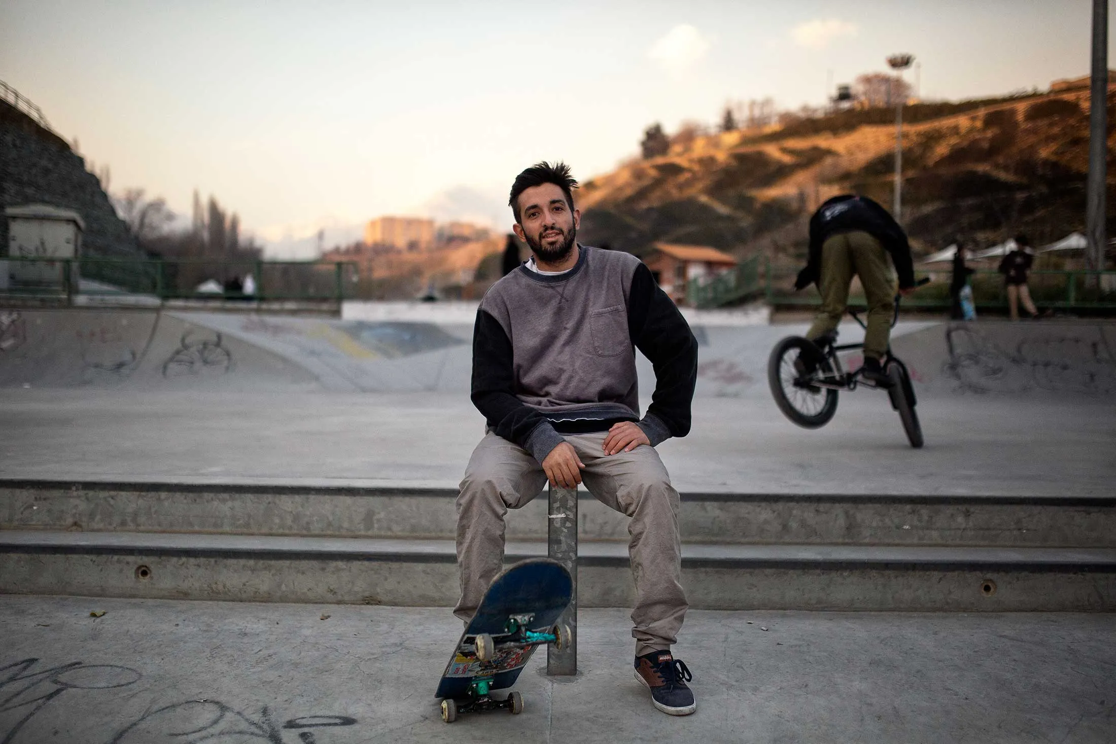 Ashkan Gomrokian in the Tehran skate park where he trains most days.