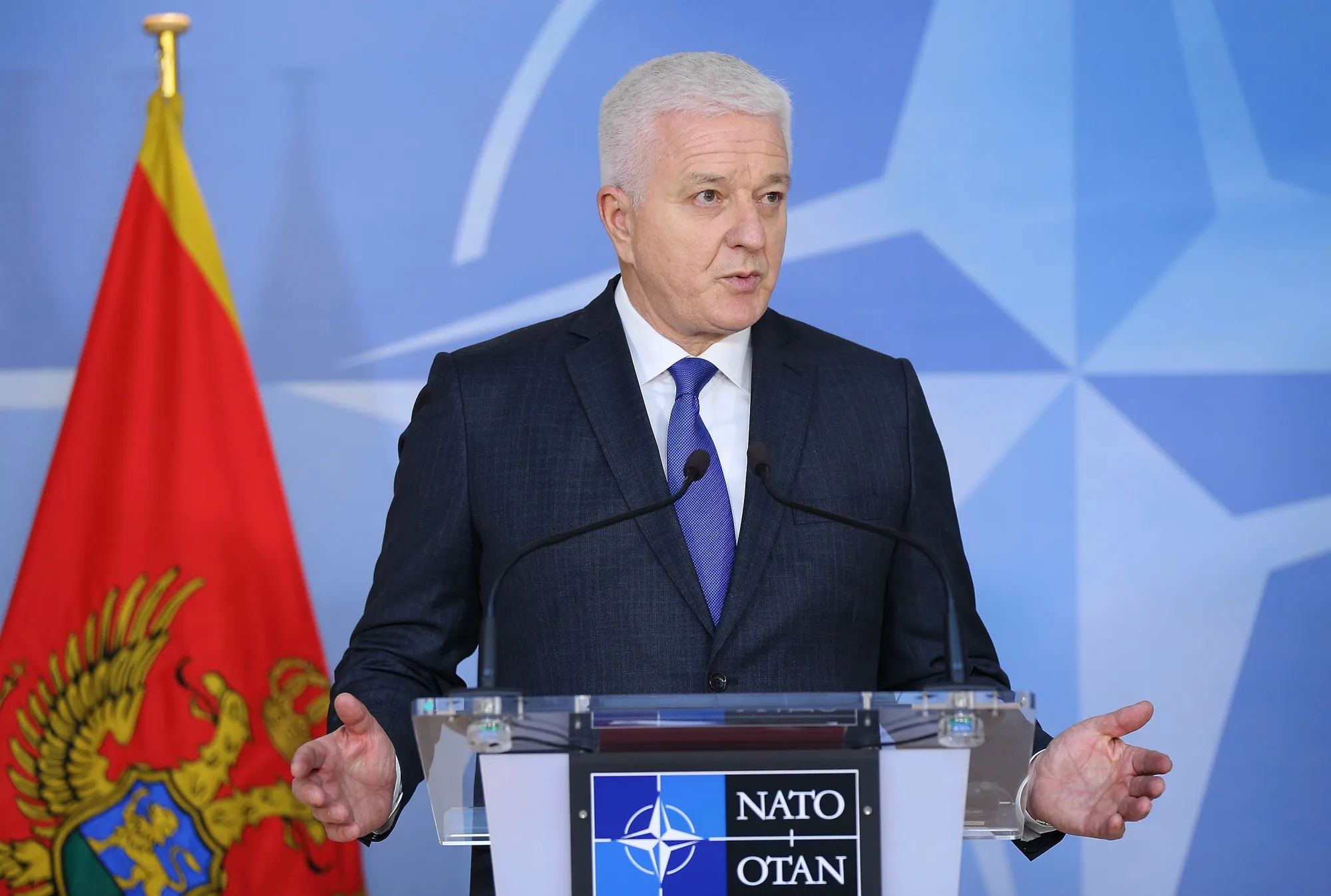 Montenegro's Prime Minister Dusko Markovic at NATO headquarters in Jan.
