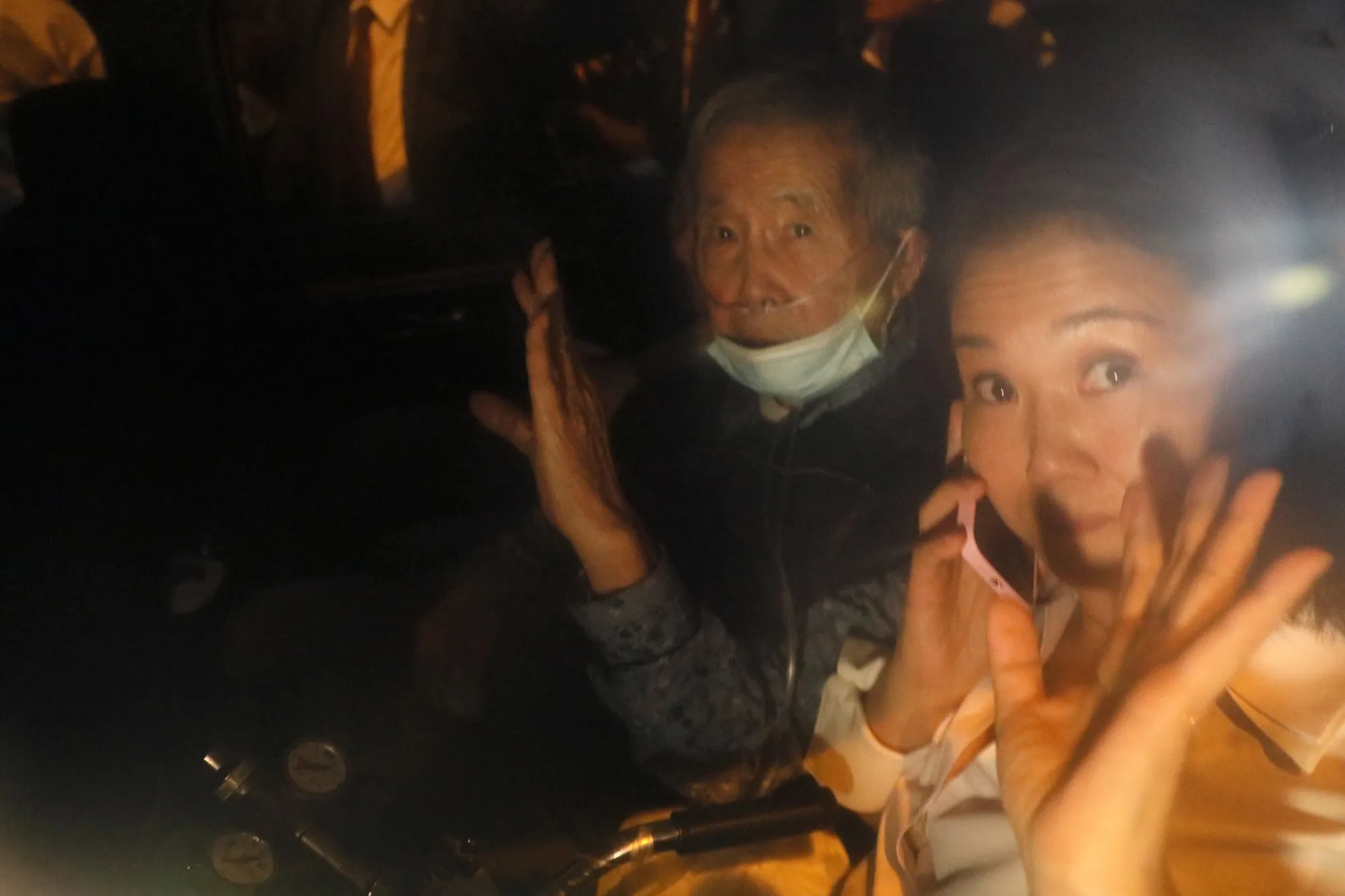 Alberto Fujimori and his daughter Keiko Fujimori depart the Barbadillo prison in Lima on Wednesday.