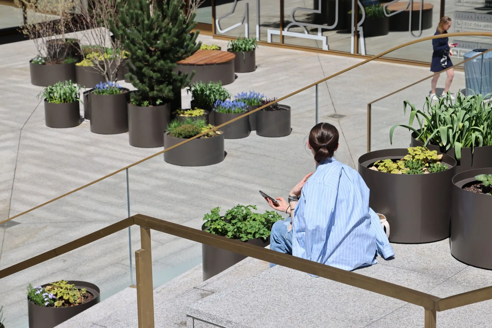Designers want pedestrians to stop and linger in the new plaza at 1221 Sixth Avenue in Midtown Manhattan. But below-grade spaces can be a tough sell.