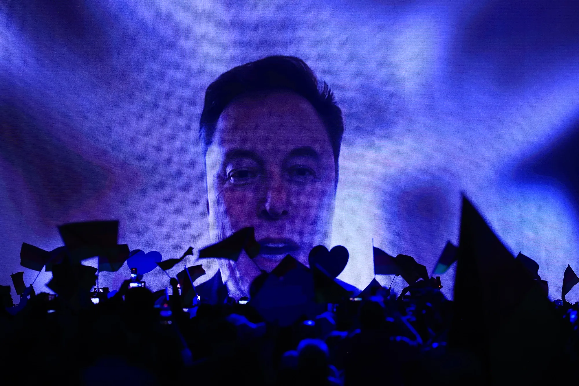 Elon Musk speaks virtually during the Alternative for Germany general election campaign launch in Halle, Germany, on Jan. 25.