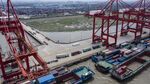 Trucks at the Waigaoqiao Container Port in Shanghai, China, on June 3.