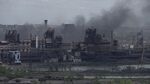 The Azovstal steel plant in the destroyed Ukrainian port city of Mariupol on May 10. Kyiv has decided to retreat from the plant following a two month siege.
