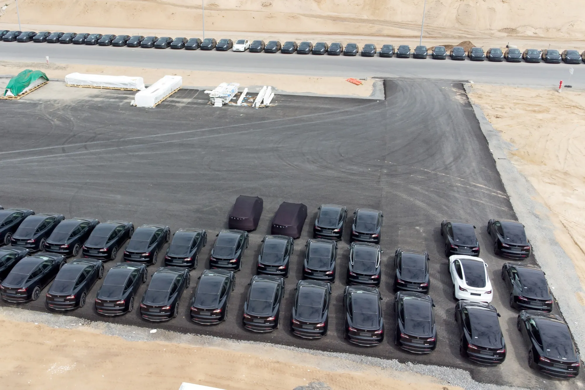Model Y vehicles at the Tesla plant in Gruenheide, on June 11.