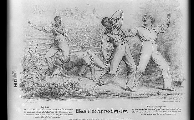 A lithograph from 1850 decrying the strengthened Fugitive Slave Act passed that year.