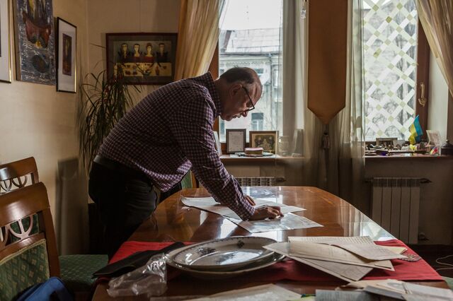 Kurkov at home in Kyiv in 2024. He hopes to return to the city in the spring.